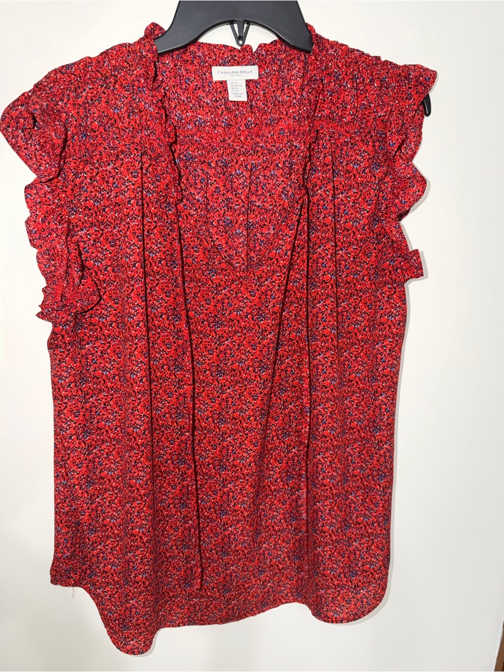 Carolina Belle Red Ditsy Floral Smocked Top
